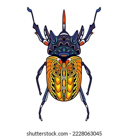 Colorful Beetle mandala arts isolated on white background