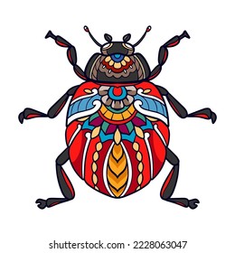 Colorful Beetle mandala arts isolated on white background