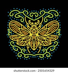 Colorful Beetle Monoline Logo Animal wildlife Emblem Symbol, Insect Creative Graphic Design
