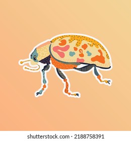 colorful beetle sticker in profile
