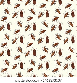 Colorful Beetles Seamless Vector Pattern Design