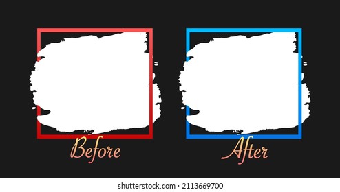 Colorful before and after frames. Vector illustration. Vector template. Design template.