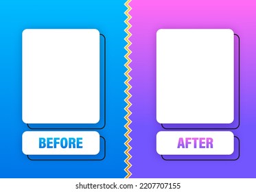 Farbenfroh vor und nach Rahmen. Vektorgrafik. Vektorvorlage. Vorlage entwerfen.