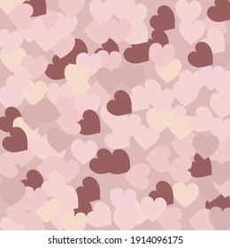 Colorful Beige Light Saint Valentine Modern Design. Pink Pastel Modern Trendy Detailed Fabric. Pinky Multicolor Romantic Wedding Background. Modern Pinky Hearts Love Confetti Vector Art.