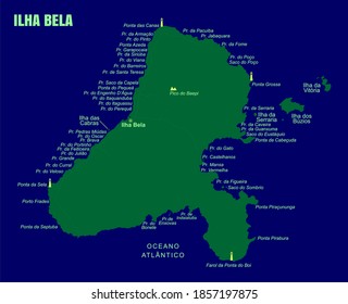 Colorful Bela Island Map, Brazil