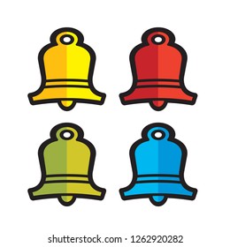 colorful bell icons isolated on white background vector drawing