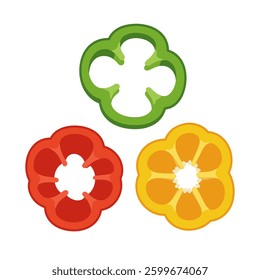 Colorful Bell Pepper Slices Vector Illustration