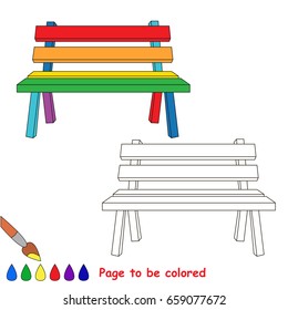 Colorful Bench to be colored, the coloring book for preschool kids with easy educational gaming level.