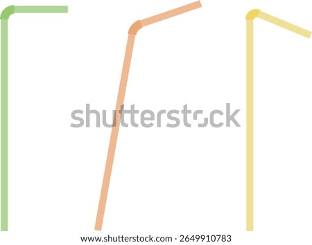 Colorful Bent Drinking Straws Flat Vector Illustration for Beverage Decoration and Summer Drink Design