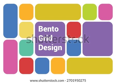 Colorful bento grid design featuring an abstract arrangement of rounded rectangular blocks for modern layouts