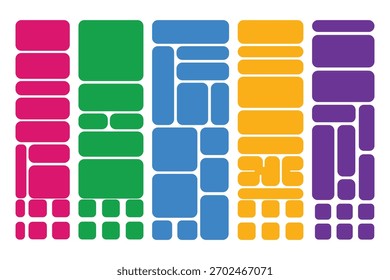 Colorful bento grid layout abstract design with geometric shapes in modern flat style