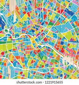 Colorful Berlin Map. Vintage Map Series.