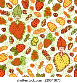 Colorful Berries Seamless pattern -  Seamless pattern can be applied on different surfaces such as wallpaper, web page background, clothes and other fabrics, phone or tablet cases 