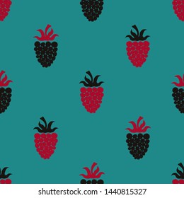 Colorful berry print. Seamless pattern with blackberry and raspberry. Berry collection.
