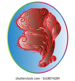 colorful Betta Fish Vector Illustration. beautiful Fighting fish, Hand drawing Siamese fighting fish.