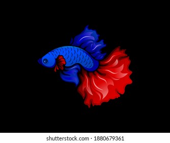 Ilustración de los vectores de peces Betta coloridos, puede utilizarse para logotipos, marcas y mascotas