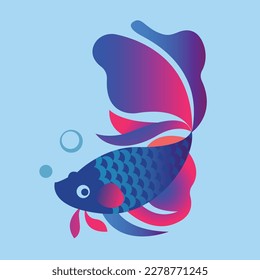 Colorful Betta Fish Vector Illustration. Siamese Fighting Fish. Betta Splendens. fighter fish