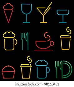 colorful beverage and food set