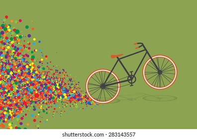 Colorful bicycle flat illustration, vector