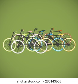 Colorful bicycle flat illustration, vector