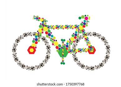 colorful bicycle format with exagon vector