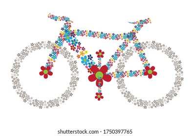formato de bicicleta colorido con vector de flores