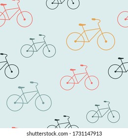 Colorful Bicycle seamless pattern. Vector illustration on the theme of World Bicycle Day, June 3.