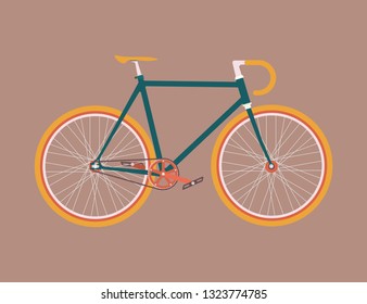Colorful bicycle vector illustration. Classic bike style with color elements. Track old bicycle, fixed gear vector illustration