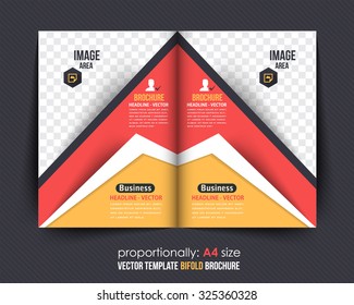 Colorful Bi-Fold Brochure Design. Corporate Leaflet, Cover Template