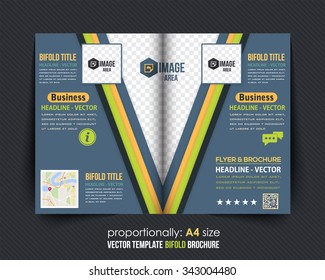 Colorful Bi-Fold Brochure Design. Corporate Leaflet, Cover Template