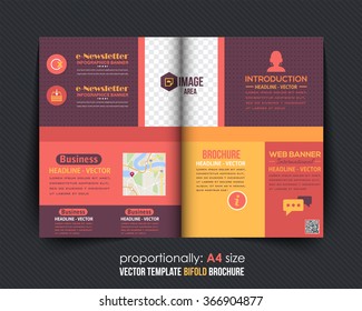 Colorful Bi-Fold Brochure Design. Corporate Leaflet, Cover Template