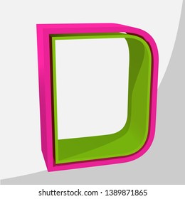 Colorful big 3D letter. Trendy vector illustration.