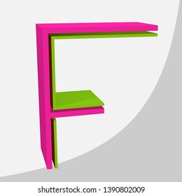 Colorful big 3D letter. Trendy vector illustration.