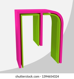 Colorful big 3D letter. Trendy vector illustration.