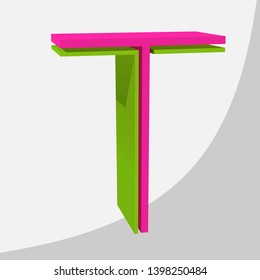 Colorful big 3D letter. Trendy vector illustration