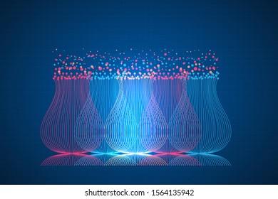 colorful big data information visualization and analysis on abstract. digital lines technology and science background.