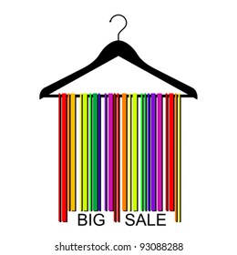 colorful BIG SALE bar code clothes hanger, vector