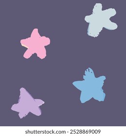 Colorful big stars pattern, hand draw, Fanny and simple 