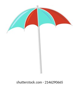 Colorful big sun umbrella vector isolated illustration. Beach party element. Umbrella icon. Summer time items.