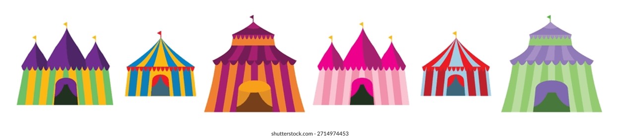 colorful big top vector set illustration