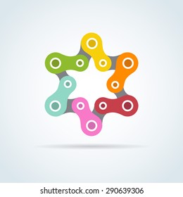 colorful bike chain star. Jewish david star. vector illustration