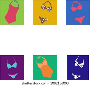 Colorful bikini on a background of colorful squares