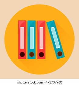 Colorful binders isolated on a orange background. Office supply. Vector illustration. EPS10