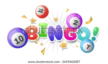 Colorful bingo game with numbered balls and vibrant design elements