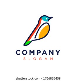 colorful bird awesome logo icon template