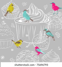 colorful bird backdrop pattern - very nice for fabric prints - cards design - wallpaper