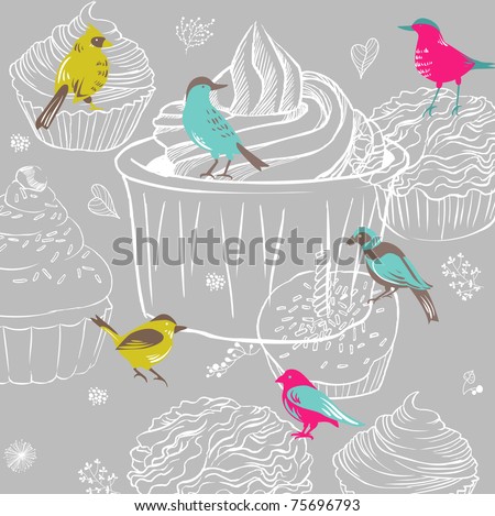 colorful bird backdrop pattern - very nice for fabric prints - cards design - wallpaper