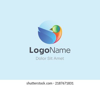 Pájaro colorido con logotipo de gradiente circular
