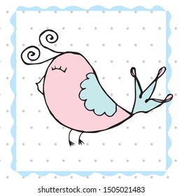 Colorful bird collection. Cute hand drawn bird doodle. Good for posters, stickers, cards, alphabet and nursery decor. Scandinavian kids illustration
