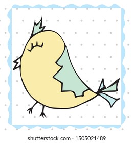 Colorful bird collection. Cute hand drawn bird doodle. Good for posters, stickers, cards, alphabet and nursery decor. Scandinavian kids illustration